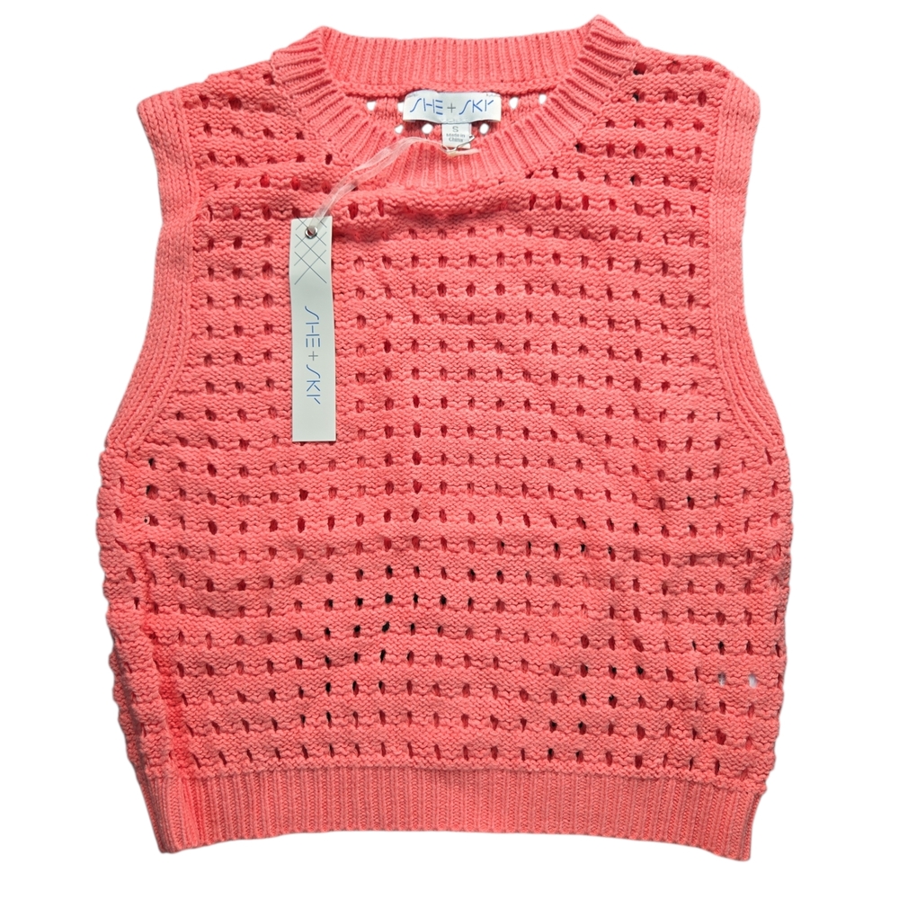 NWT She + Sky Pink Sleeveless Knit Top